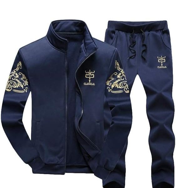 Lavnis Men's Casual Tracksuit Full Zip Running Jogging Athletic Sports Jacket and Pants Set Blue M