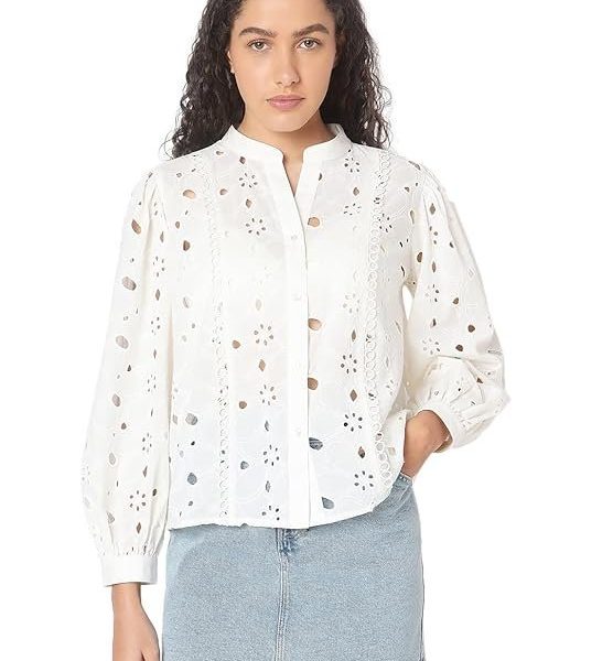 VERO MODA Women's Cotton Regular Fit T-Shirt