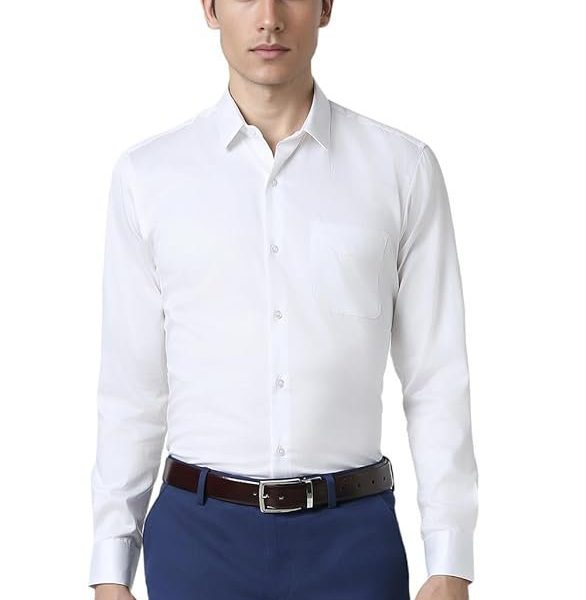 Peter England Men's Satin Solid Regular Fit Shirt Cotton with Satin Sheen | Luxury