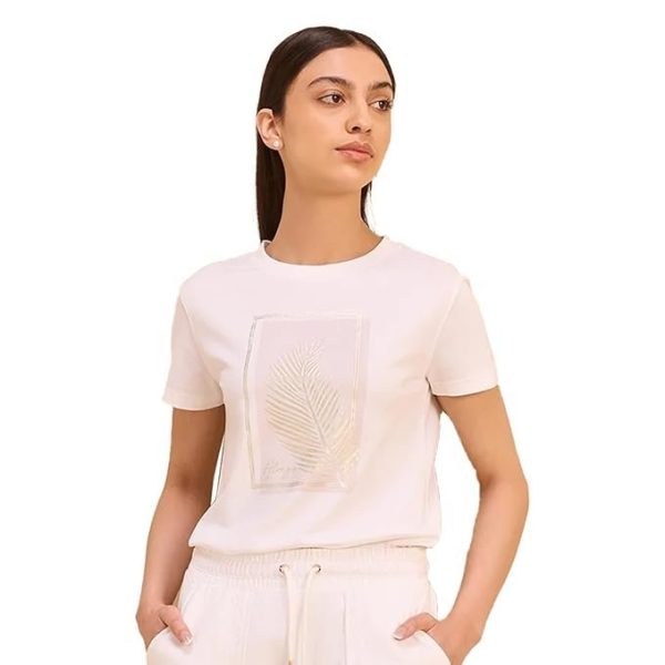 Alonge Women's Regular Fit Foil Graphic Tee