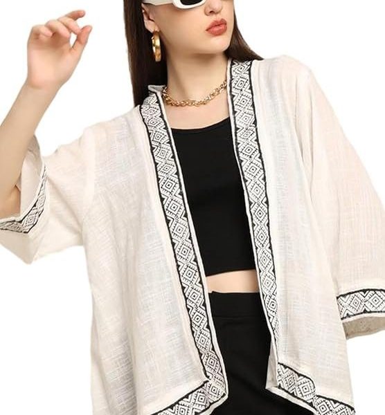 KE KANHA EXPORTS Shrugs for Women Stylish | Cover up on Jeans Tops for Women | Western Beach Outfits | Summer Clothes | Kimono Length Option Short | Medium | Long