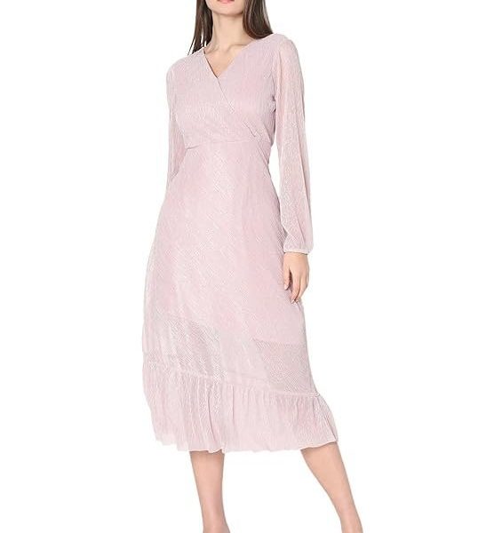 VERO MODA Women Striped Ruffled A-Line Midi Dress