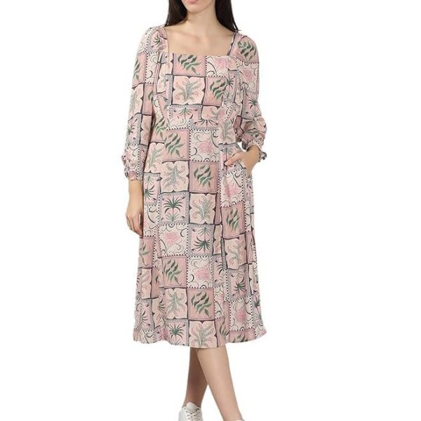 VERO MODA Women's Rayon A-Line Midi Dress