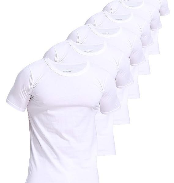 Comfneat Men's 6-Pack Pure Cotton Undershirts Comfortable Crew Neck T-Shirts