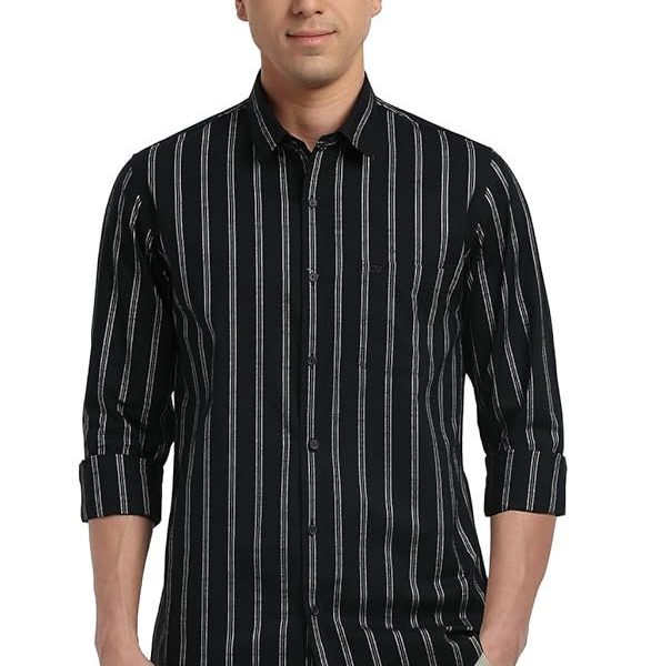 Peter England Men's Striped Slim Fit Shirt