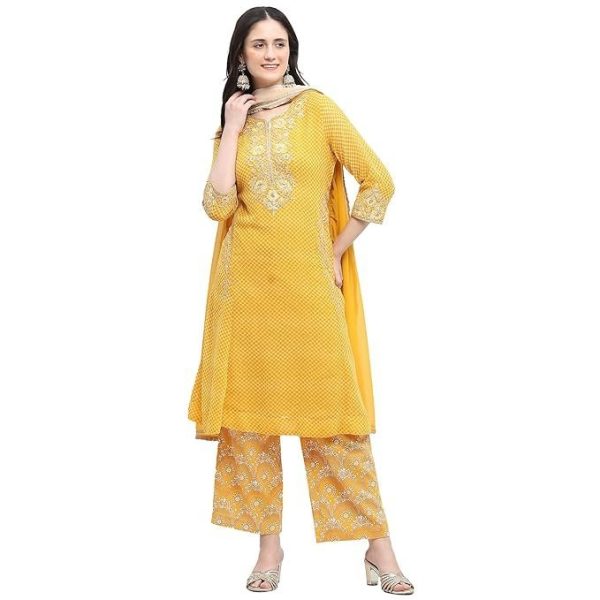 BIBA Women Polyester Printed Kalidar Suit Set