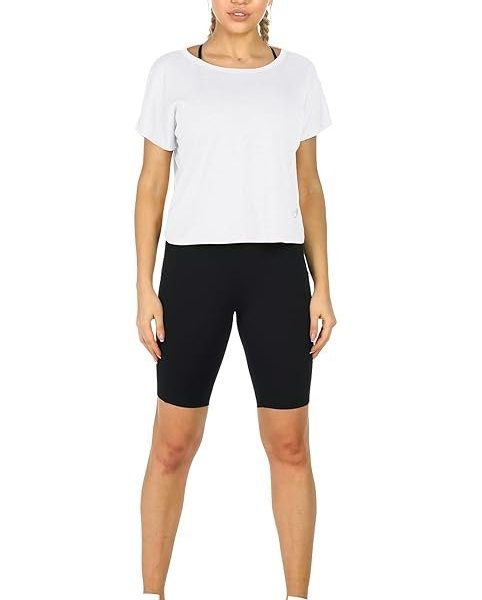 icyzone Women's Sports T-Shirt Backless Short Sleeve Shirt Loose Casual Tops Yoga Top